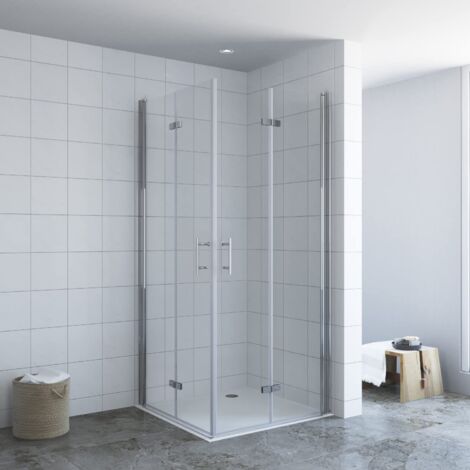 AQUABATOS® Duschkabine Eckeinstieg  mit 180º Klappbar Faltbar Drehfalttüren, Duschabtrennung Duschwand Glas Eckdusche Pendeltür 6mm ESG Sicherheitsglas mit Nano Beschichtung 17. 90x100x197 cm