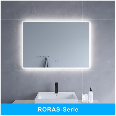 AQUABATOS® LED Badspiegel mit Beleuchtung Badezimmerspiegel Beleuchtet Wandspiegel Licht Dimmbar Kaltweiß 6400K lichtspiegel Beschlagfrei Antibeschlag