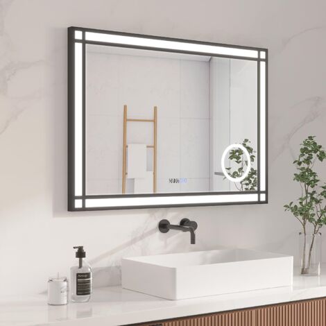 AQUABATOS LED Spiegel Touch Beschlagfrei Kaltweiß 6400K Dimmbarer Badspiegel mit Beleuchtung 3-fache Vergrößerung Badezimmerspiegel Wandspiegel  1. Größe: 100 x 70 cm