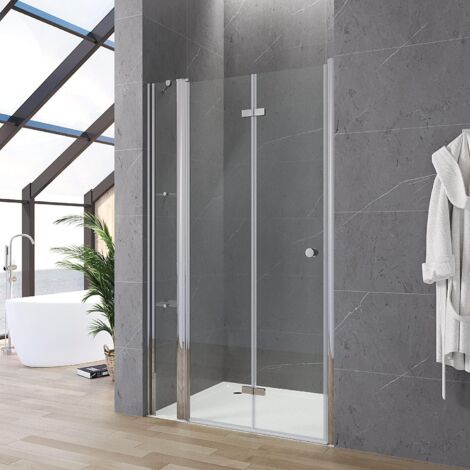 AQUABATOS Nischentür Dusche Breite 95cm(Verstellbereich 4 cm) Höhe 187 cm, 5 mm Sicherheitsglas mit Acryl Duschablagen