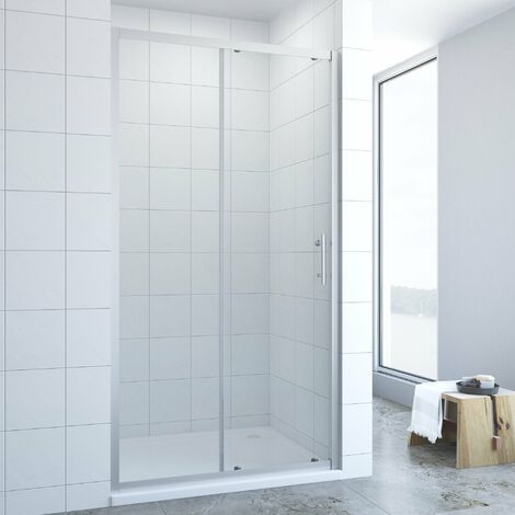 AQUABATOS® Schiebetür Dusche Duschtür in Nische Nischentür Glastür Duschabtrennung Duschwand Sicherheitsglas ohne Duschtasse Höhe 185cm