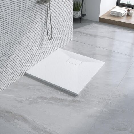 AQUABATOS SMC Duschwannen für badezimmer antirutsch, schieferoptik duschtasse quadrat, modern-design brausewanne weiße extra-flach 80x80cm