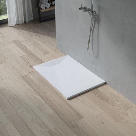 AQUABATOS SMC Duschwannen für badezimmer antirutsch, schieferoptik duschtasse rechteckig, modern-design brausewanne weiße extra-flach 100x70cm