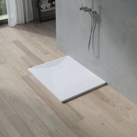 AQUABATOS SMC Duschwannen für badezimmer antirutsch, schieferoptik duschtasse rechteckig, modern-design brausewanne weiße extra-flach 100x80cm