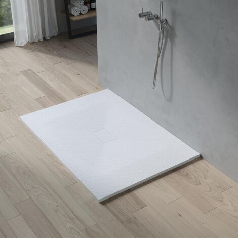 AQUABATOS SMC Duschwannen für badezimmer antirutsch, schieferoptik duschtasse rechteckig, modern-design brausewanne weiße extra-flach 140x100cm