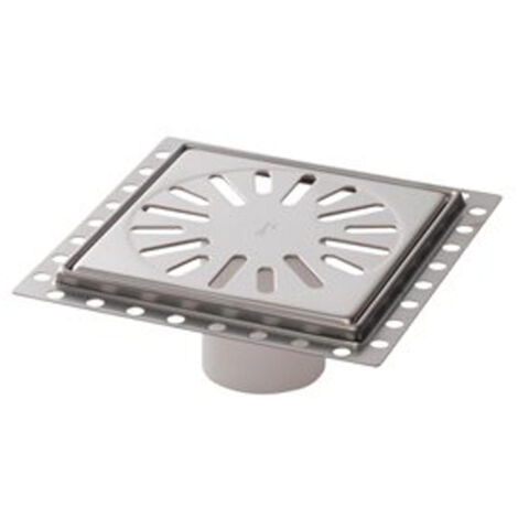 Aquaberg évacuation inox avec grille inox incl. deux clapets anti-odeur 150x150mm hauteur d'encastrement 7mm