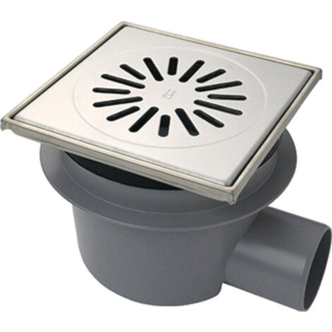 Aquaberg regard en plastique/pièce à poser avec raccord latéral 75mm grille en inox réglable 20x20cm avec seau PPC siphon 60mm
