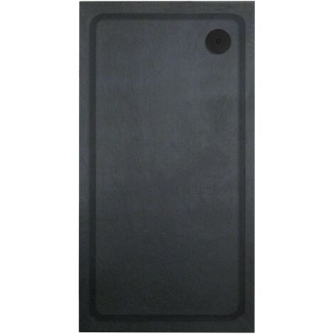 Aquadart Luxury Black Slate Effect Shower Tray - Black Waste - Rectangular - 1000 x 800mm
