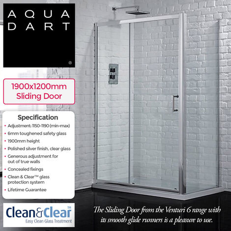 Aquadart Venturi 6 Sliding Shower Door 1200 X 1900mm Aq9325s
