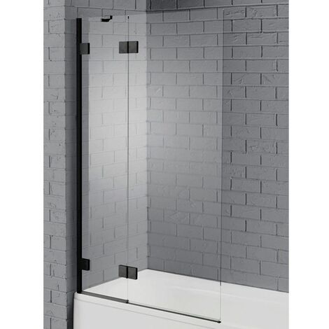main image of "Aquadart Venturi 8 Bath Shower Screen 1000mm Hinged Black Left Hand 8mm Glass"