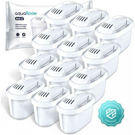 Aquafloow Maxi Set Di 12x Cartucce Filtranti Per Acqua  Adatto A Tutte Le Caraffe BRITA e DAFI Con Filtri UNIMAX  Compatibile Con BRITA Maxtra+, Style, Marella, Elemaris, XL, Fun