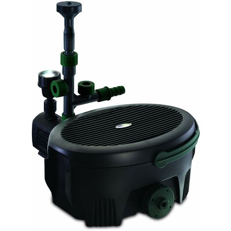 Aquagarden Inpond 6000, pompa per laghetto e acqua, filtro, chiarificatore UV, faretto LED e fontana, soluzione completa per un laghetto pulito, limpido e bello, per laghetti fino a 2000 litri, nero
