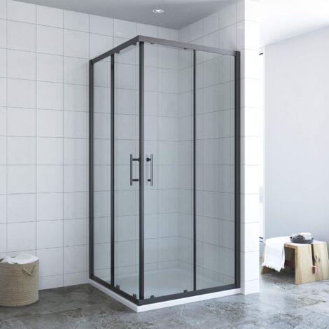 AQUALAVOS Eck-Eingangs-Duschkabine Doppel-Schiebetür-Duschkabine 90x90x195cm Duschabtrennung