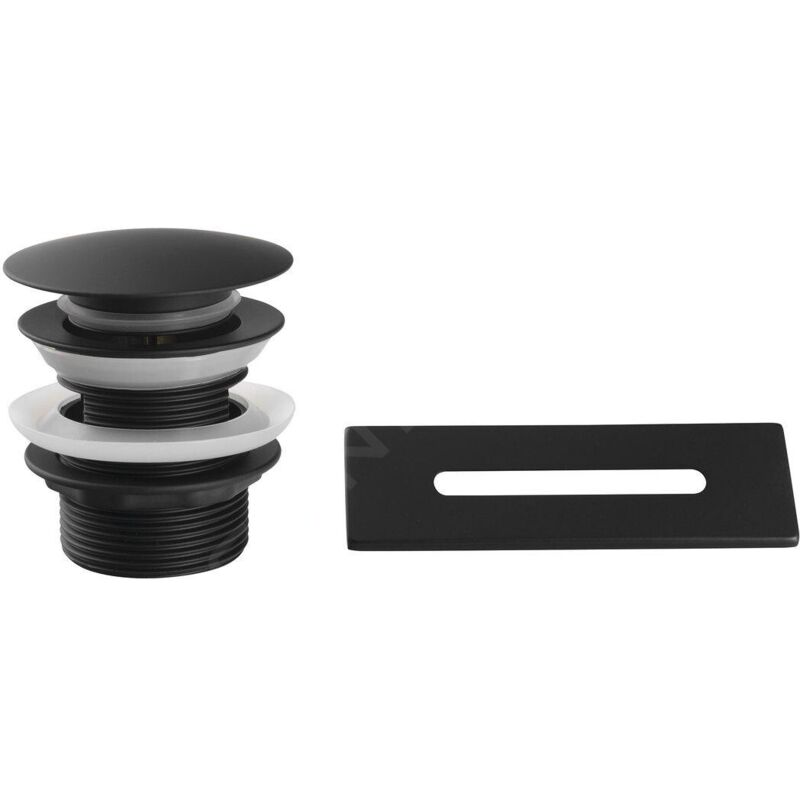 Accessoires - Kit bonde de baignoire et couvercle de trop-plein, ClickClack, noir mat TF9005B - Aqualine
