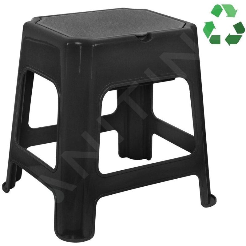 Accessoires - Tabouret de salle de bains, avec espace de rangement, noir 90902B - Aqualine
