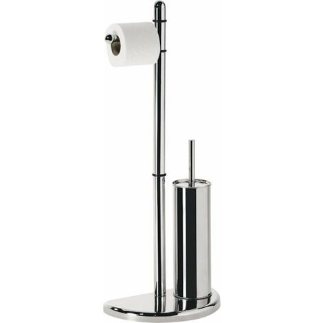 Aqualine Accessori - Piantana con porta carta igienica e scopino, cromo HI32