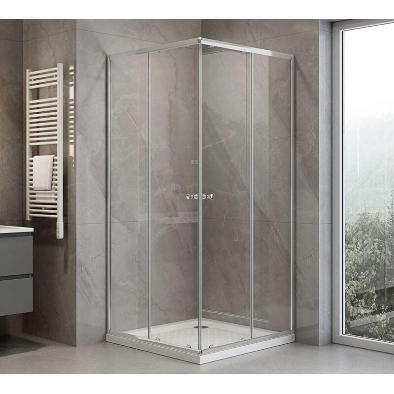 Aqualine - Agga - Cabine de douche 80x80 cm, chrome/verre clair HLF808Y