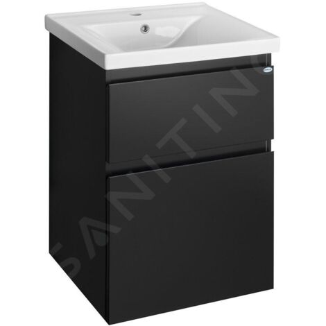 Aqualine Altair - Meuble sous lavabo 52x73x45 cm, noir mat AI655
