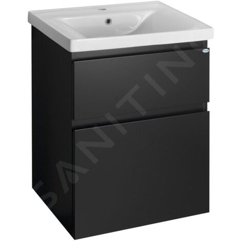Aqualine Altair - Meuble sous lavabo 57x73x45 cm, noir mat AI660