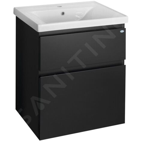 Aqualine Altair - Meuble sous lavabo 61x73x45 cm, noir mat AI665