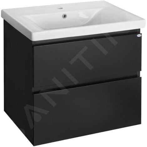 Aqualine Altair - Meuble sous lavabo 67x60x45 cm, noir mat AI670