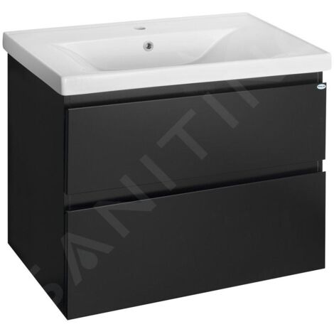 Aqualine Altair - Meuble sous lavabo 78x60x45 cm, noir mat AI680