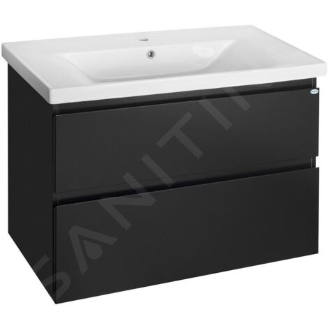Aqualine Altair - Meuble sous lavabo 87x60x45 cm, noir mat AI690