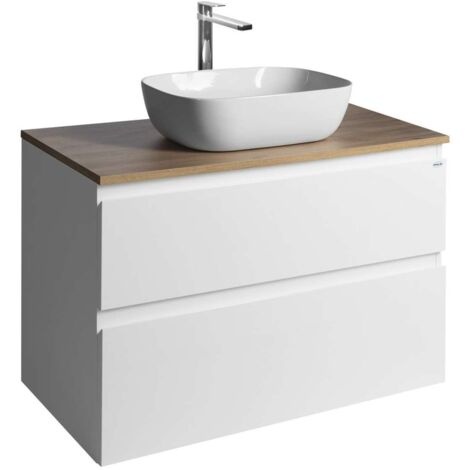 Aqualine Altair - Mobile lavabo 60x87x45 cm, 2 cassetti, bianco/rovere emporio AI290-02