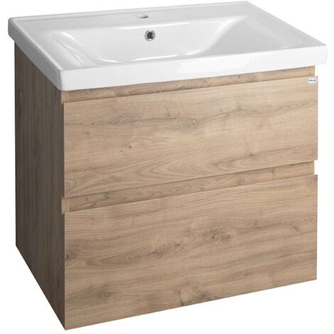 Aqualine Altair - Mobiletto da lavabo, 60x67x45 cm, 2 cassetti, rovere emporio AI370
