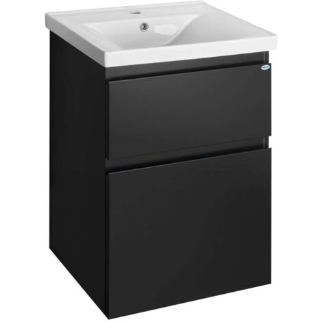Aqualine Altair - Mobiletto sottolavabo 52x73x45 cm, nero opaco AI655
