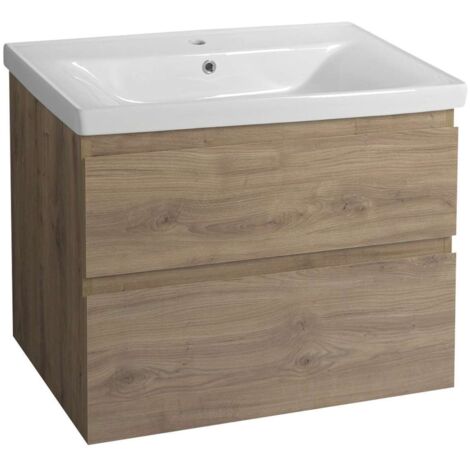 Aqualine Altair - Mueble de lavabo, 60x78x45 cm, 2 cajones, roble emporio AI380
