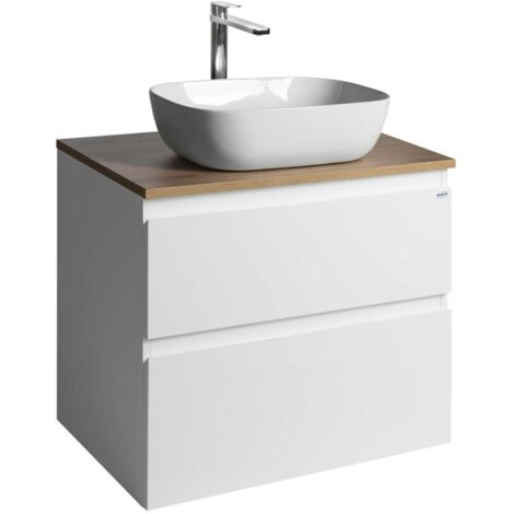 Aqualine Altair - Waschtischunterschrank 60x67x45 cm, 2 Schubladen, weiß/Eiche emporio AI270-02