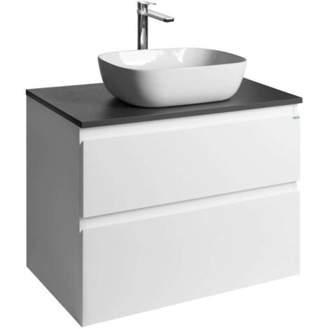 Aqualine Altair - Waschtischunterschrank 60x78x45 cm, 2 Schubladen, weiß/anthrazit schiefer AI280-03