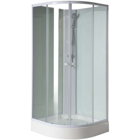 Aqualine Box doccia - Box doccia Aigo con piatto doccia, 90x90 cm, bianco/vetro trasparente YB93