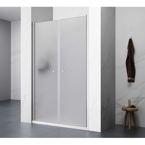 Aqualine Cabinas de ducha - Puerta de ducha Pilot, dos partes 80 cm, aluminio brillante/vidrio Brick PT082