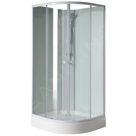Aqualine Cabines de douche - Cabine de douche Aigo avec receveur, 900x900 mm, blanc/verre clair YB93