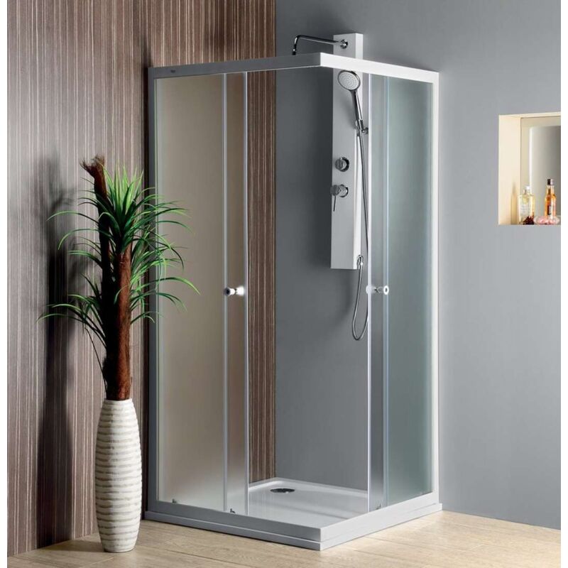 Aqualine - Cabines de douche - Cabine de douche carrée, 90x90 cm, verre dépoli Brick BTQ900