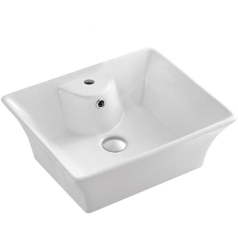 Aqualine - Céramique - Lavabo de comptoir, 495x415x195 mm, avec 1 point d'amorçage, blanc 49411