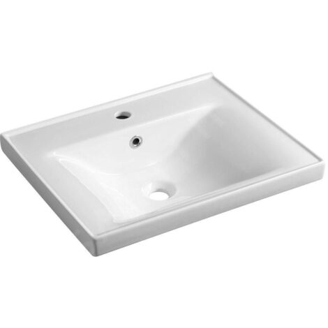 Aqualine Céramique - Lavabo Sava, 55x46x17 cm, avec trop-plein, blanc 2055
