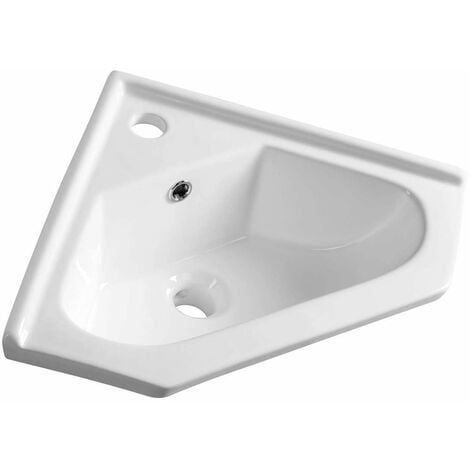 Aqualine Céramique - Lave-mains d’angle, 41x18x41 cm, avec trop-plein, trou pour robinet, blanc 1601-40