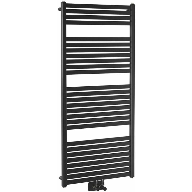 Aqualine Chauffage - Sèche-serviettes Tondi 600x1330 cm, connexion centrale, noir mat DT486T