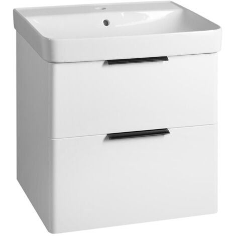 Aqualine Deneb - Meuble pour lavabo 55x57x44 cm, 2 tiroirs, blanc DN260