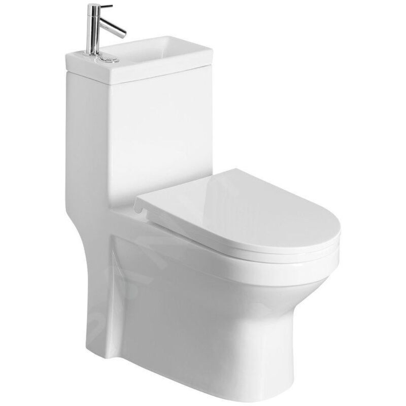 Hygie - wc à poser avec lave-mains, DualFlush, blanc PB104W - Aqualine