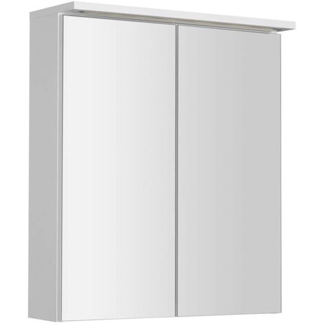 Aqualine KAWA - Armario con espejo e iluminación LED, 60x70x22 cm, blanco WGL60S