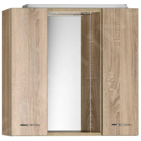 Aqualine Keramia Fresh - Armoire de toilette avec éclairage LED 700x600x140 mm, chêne platine 45029