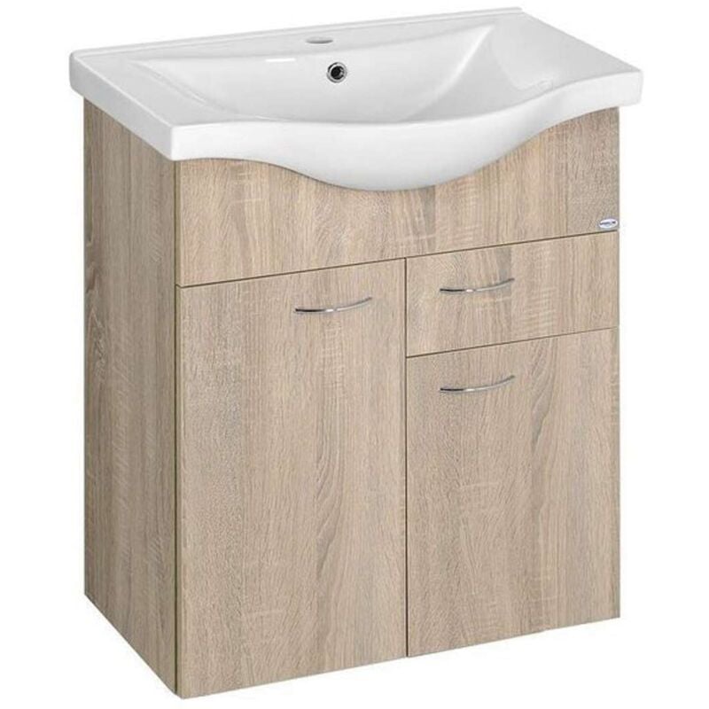 Aqualine - Keramia Fresh - Meuble-vasque 60x74x34 cm, chêne platine 50066