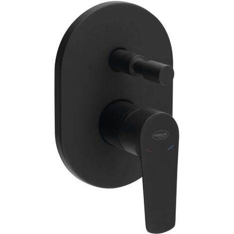 Aqualine Lotta - Grifo mezclador empotrado, 2 salidas, con interruptor y cuerpo, negro mate LT742B