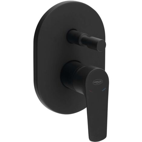 Aqualine Lotta - Miscelatore da incasso, 2 uscite, con interruttore e corpo, nero opaco LT742B