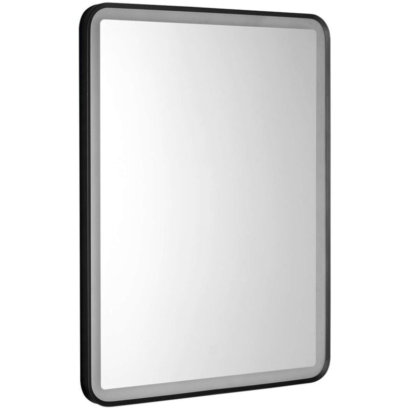 Aqualine - Miroir avec éclairage led, 80x60 cm, capteur tactile, noir mat SW060