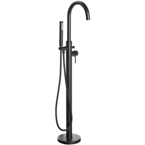 Aqualine Rubinetti - Miscelatore a pavimento per vasca da bagno, nero opaco BV357B